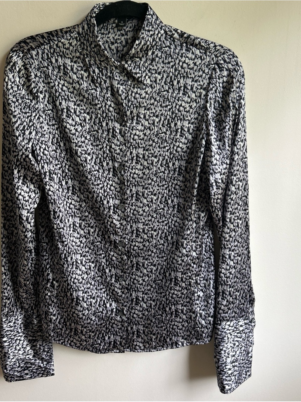 Ann Taylor Gray Black French Cuff Long Sleeves Button Down Shirt Blouse Top 4